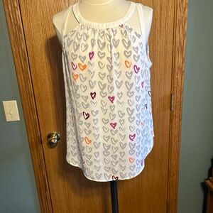Candies Women's Large Tank Top Semi Sheer  With Hearts Romantic